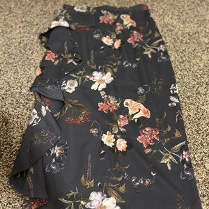 ANTONIO MELANI Navy Ruffled Pencil Midi Skirt